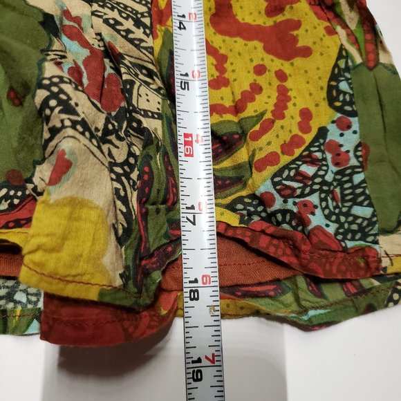 batik floral earth tones Y2K strapless top with elastic and lining, size M - Picture 8 of 11